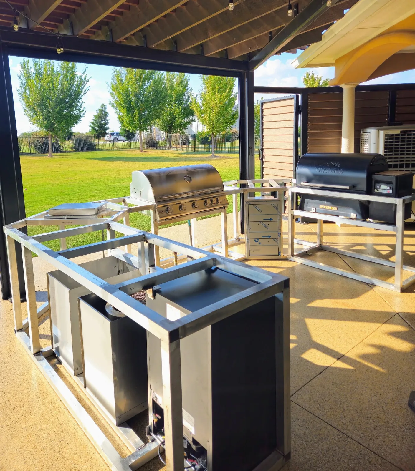 Custom welded outdoor kitchen framing